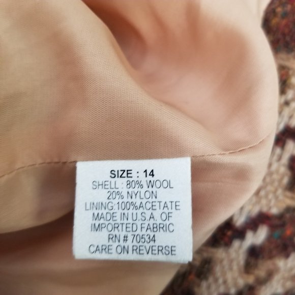 Vintage ORVIS Big Houndstooth Pattern Wool Nylon Blend Blazer Coat Jacket Sz 14 - Picture 5 of 6